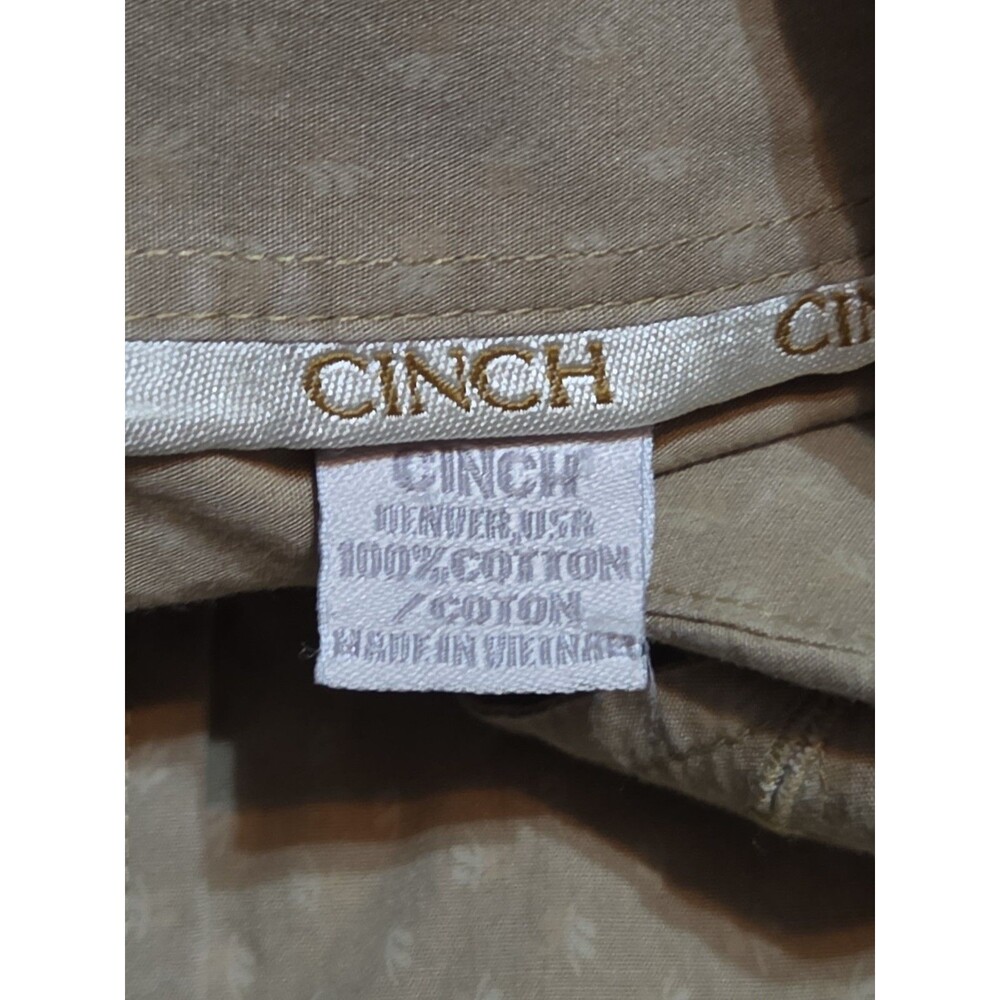 Cinch Men’s XL Down Shirt Brown Geometric Long Sleeve Western Cowboy - Picture 8 of 10